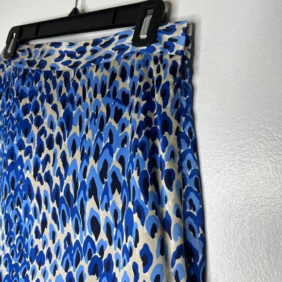 Tibi New York 100% Silk Abstract Print Skirt Women's 6 Blue Beige Knee Length - Picture 2 of 11
